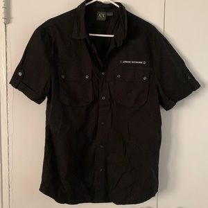 Black Armani Exchange Short Sleeve Button-down